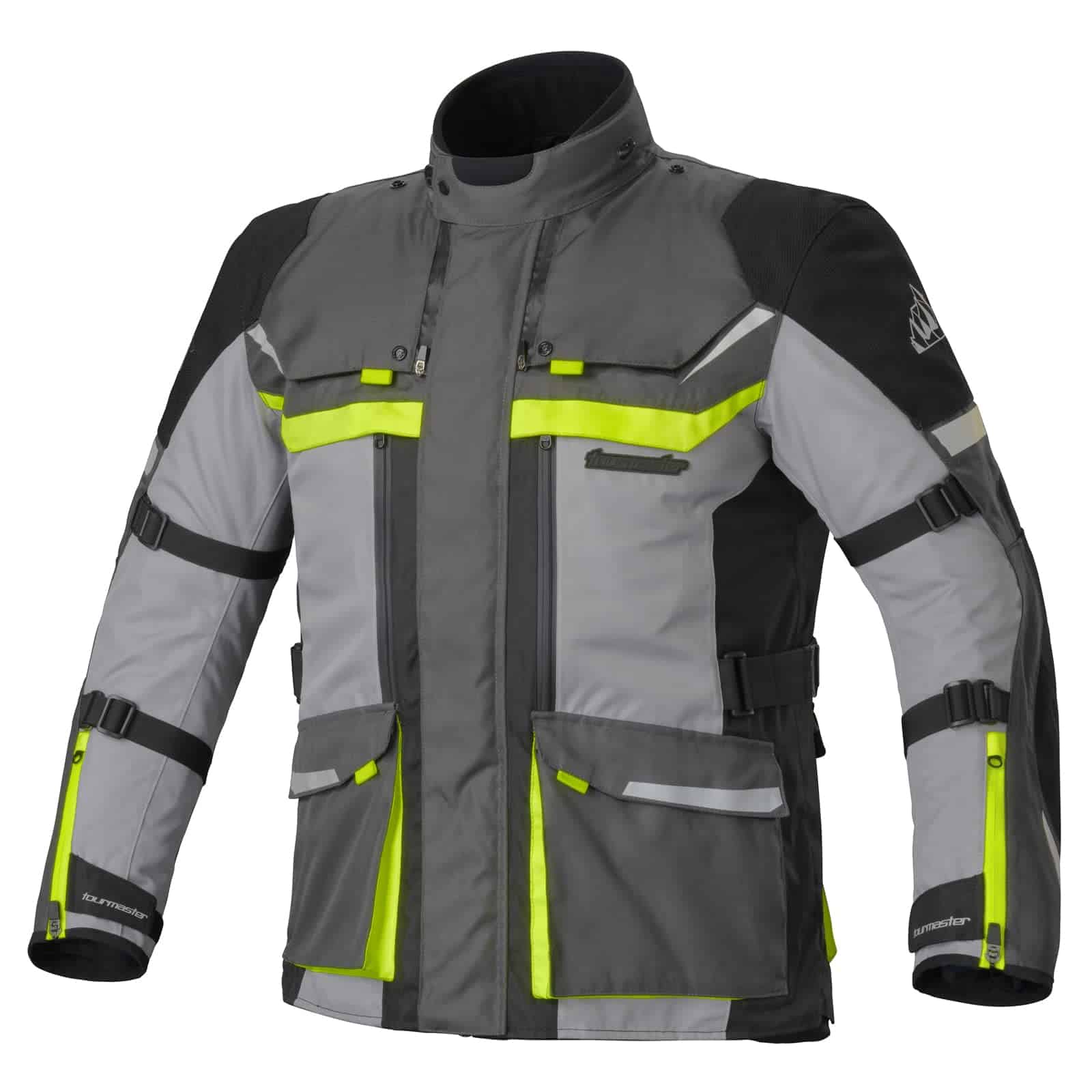 Chamarra de motocicleta impermeable -Gris/Amarillo Fluoresce