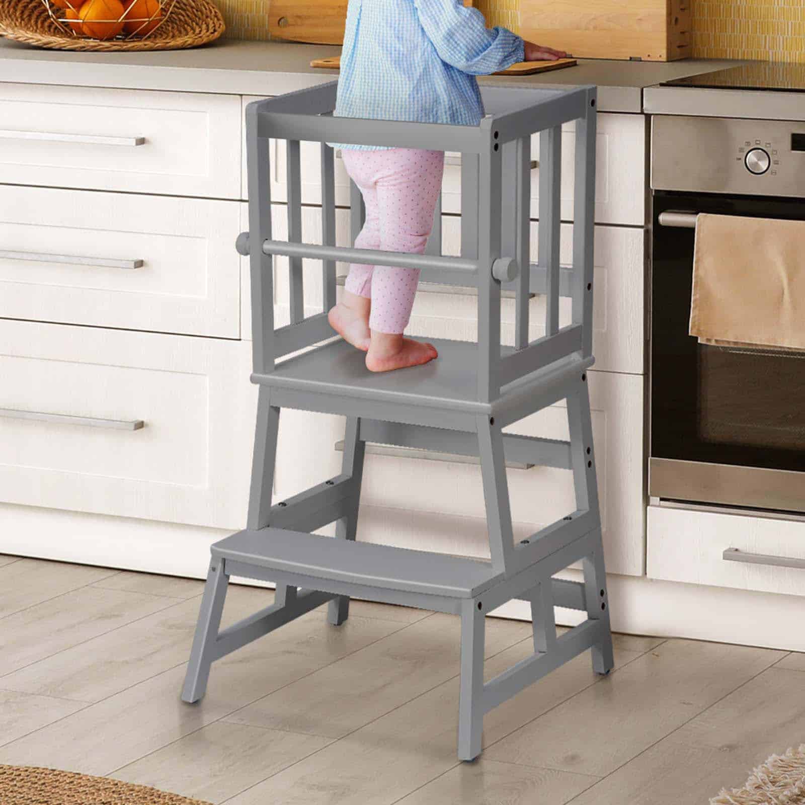 COSYLAND Taburete de Cocina para Niños con Barandilla