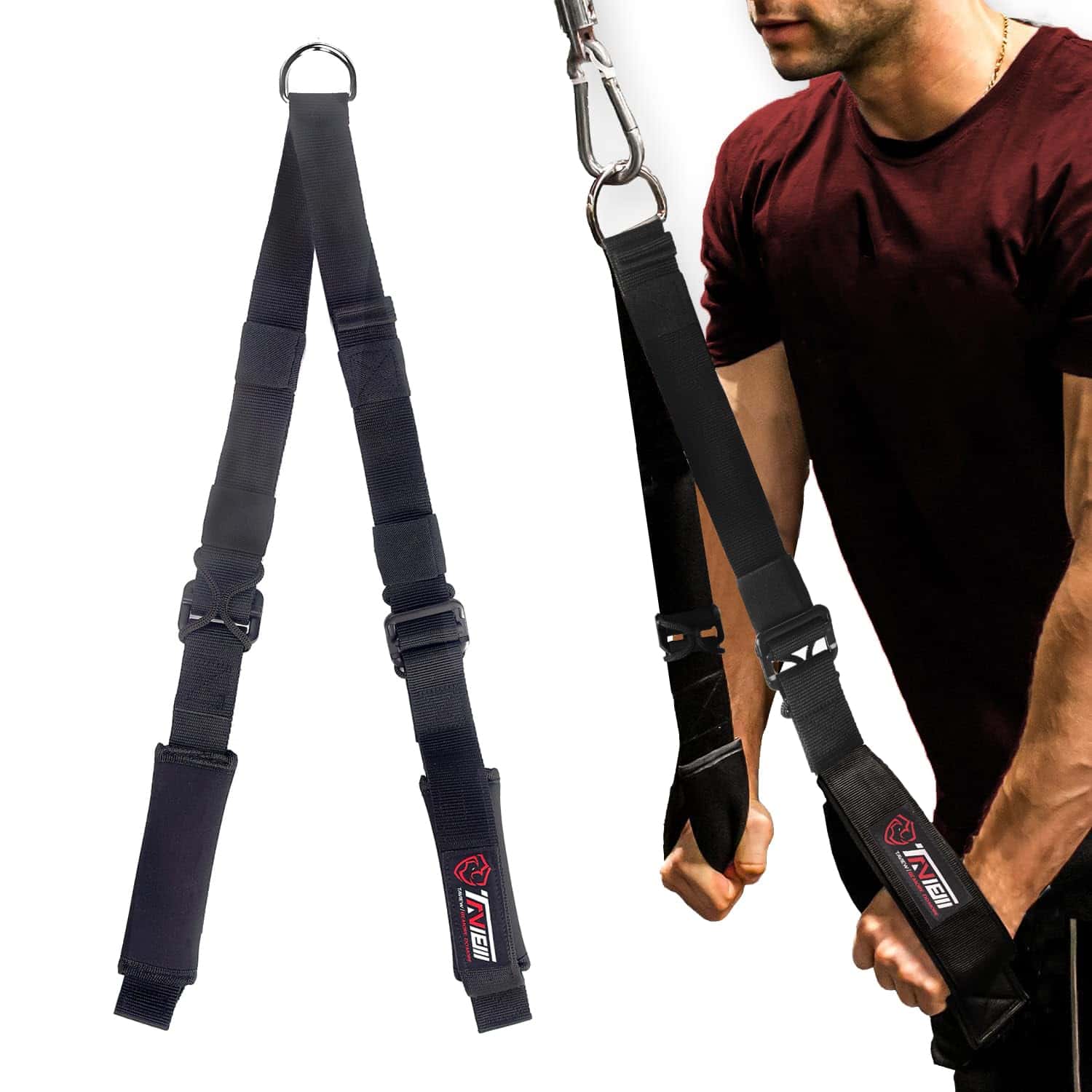 Cuerda de Tríceps Ajustable para Cable (Todas las -Negro Aju