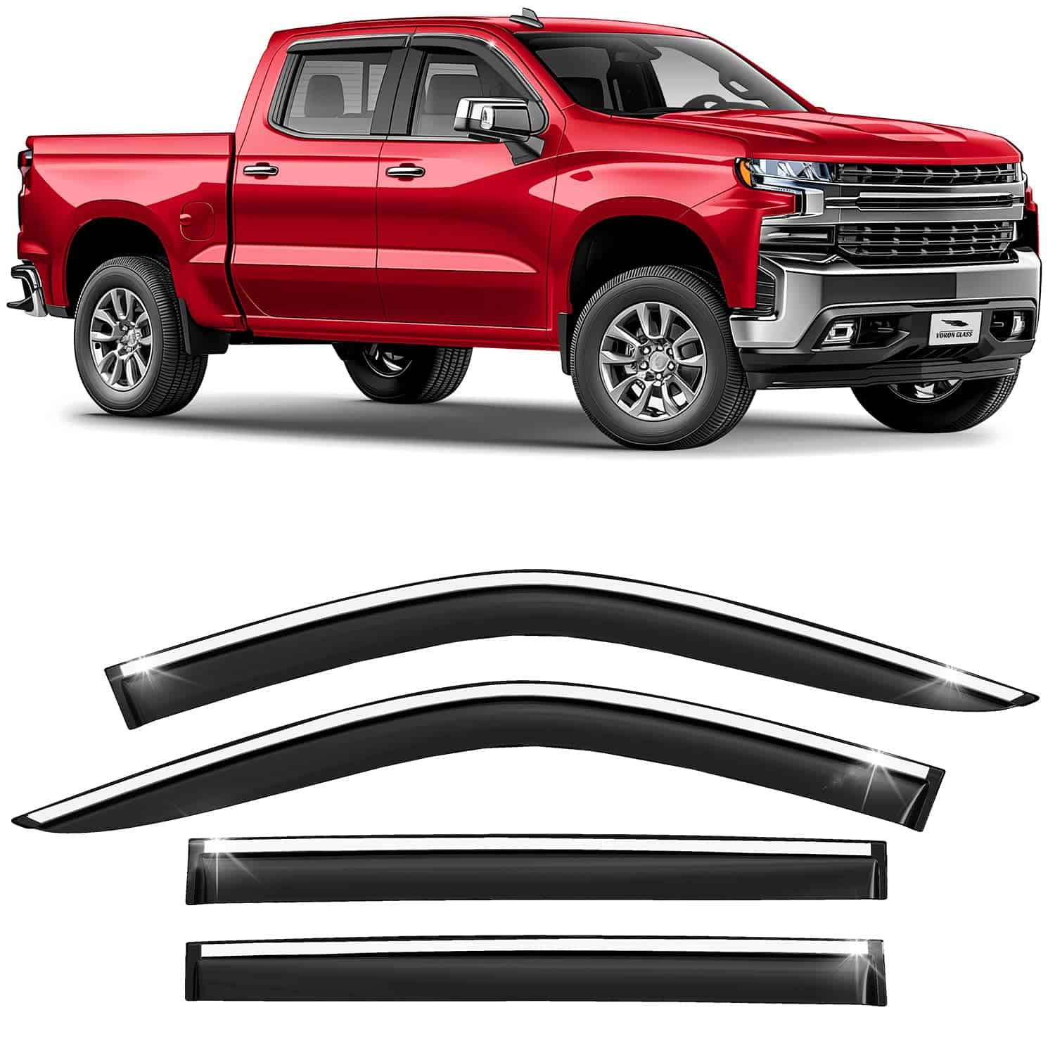 Voron Glass Cinta de Moldura Cromada Guardias de Lluvia