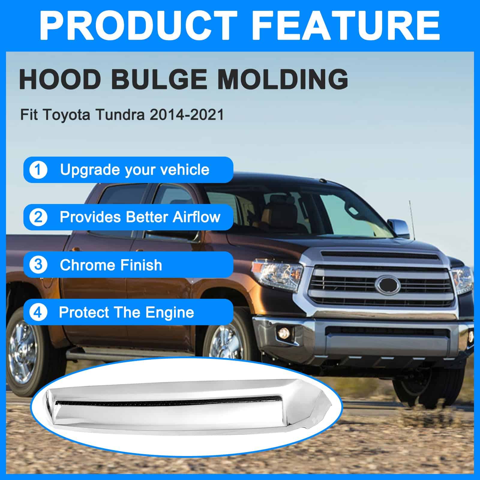 Moldura Cromada de Rejilla Frontal Superior de Capó para - Imagen 5