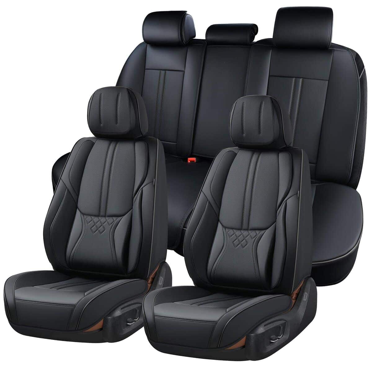 Fundas de Asiento de Coche Negras BWTJF, Juego Completo de