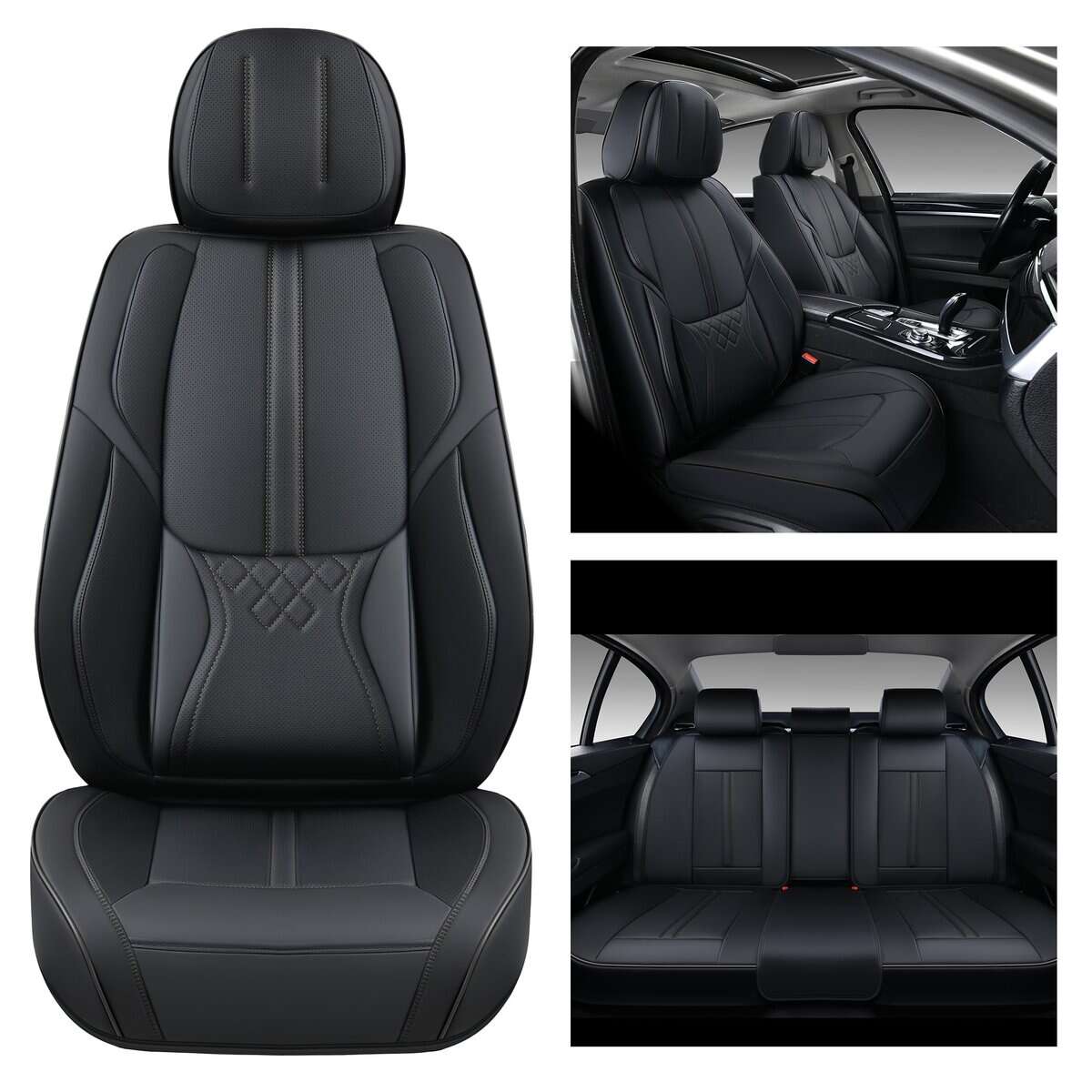 Fundas de Asiento de Coche Negras BWTJF, Juego Completo de - Imagen 9