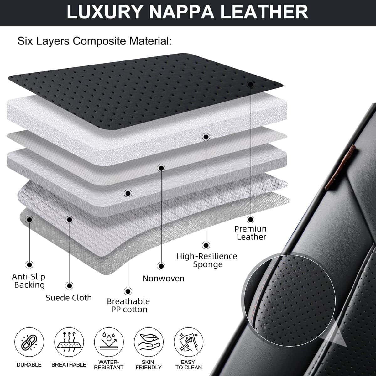 Fundas de Asiento de Coche Negras BWTJF, Juego Completo de - Imagen 4