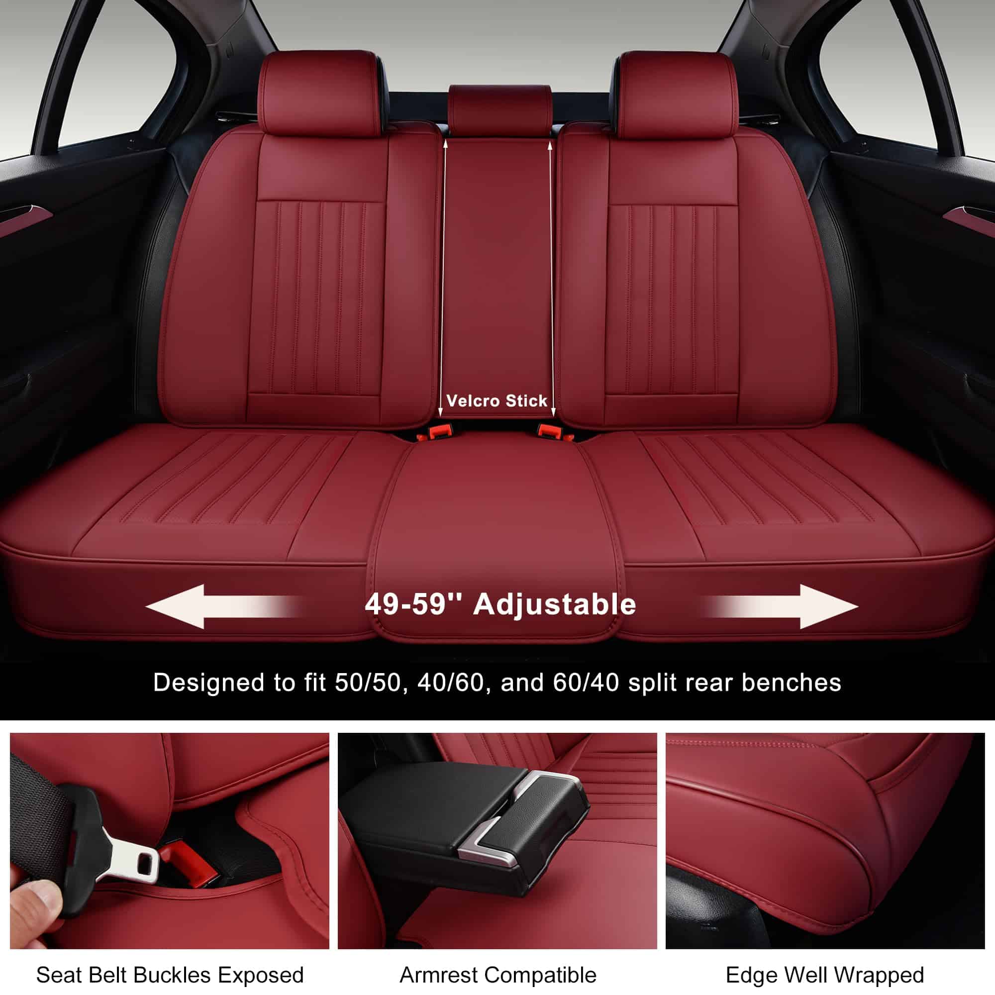 Cubiertas de Asiento para Automóvil BWTJF, -Rojo Vino - Imagen 6