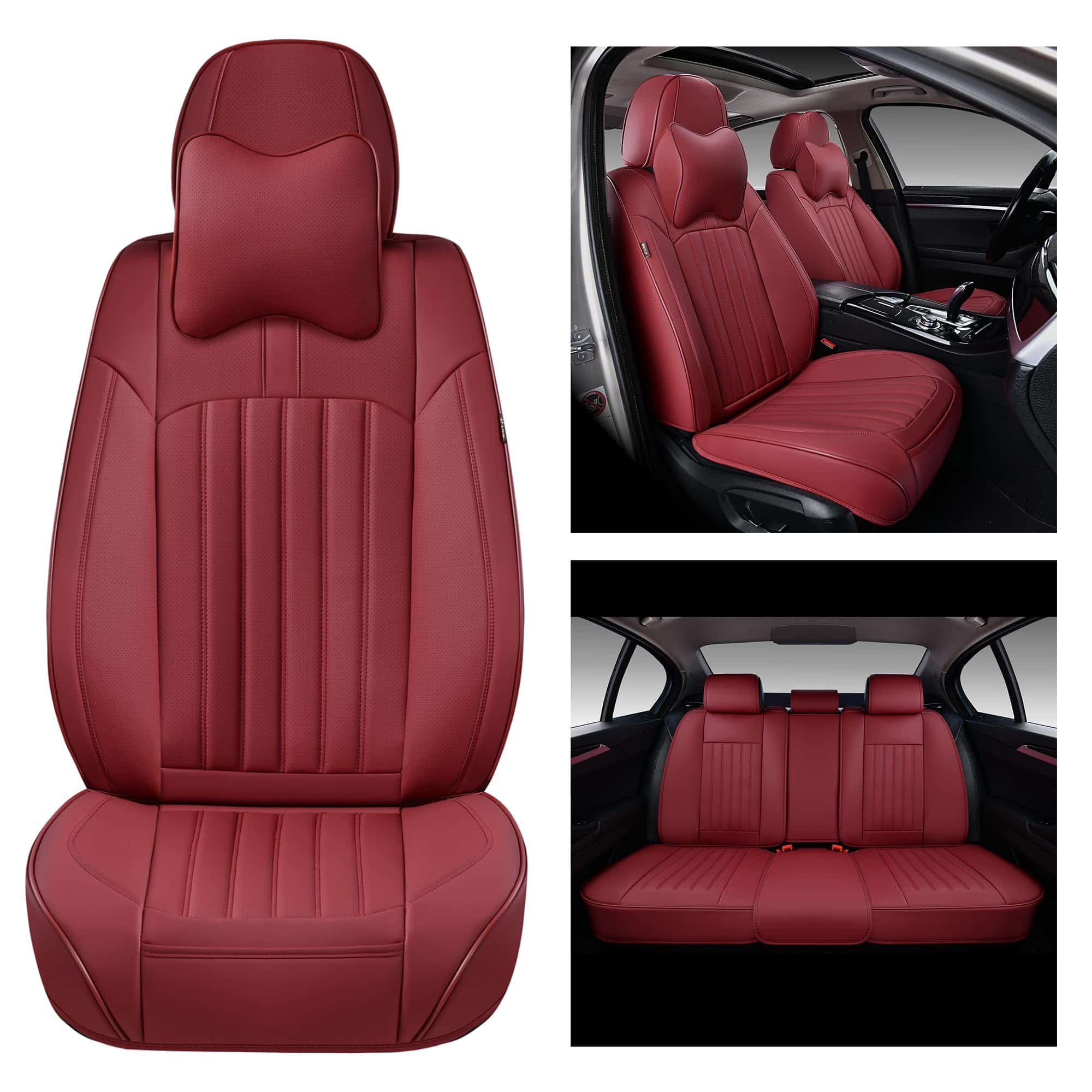Cubiertas de Asiento para Automóvil BWTJF, -Rojo Vino - Imagen 3
