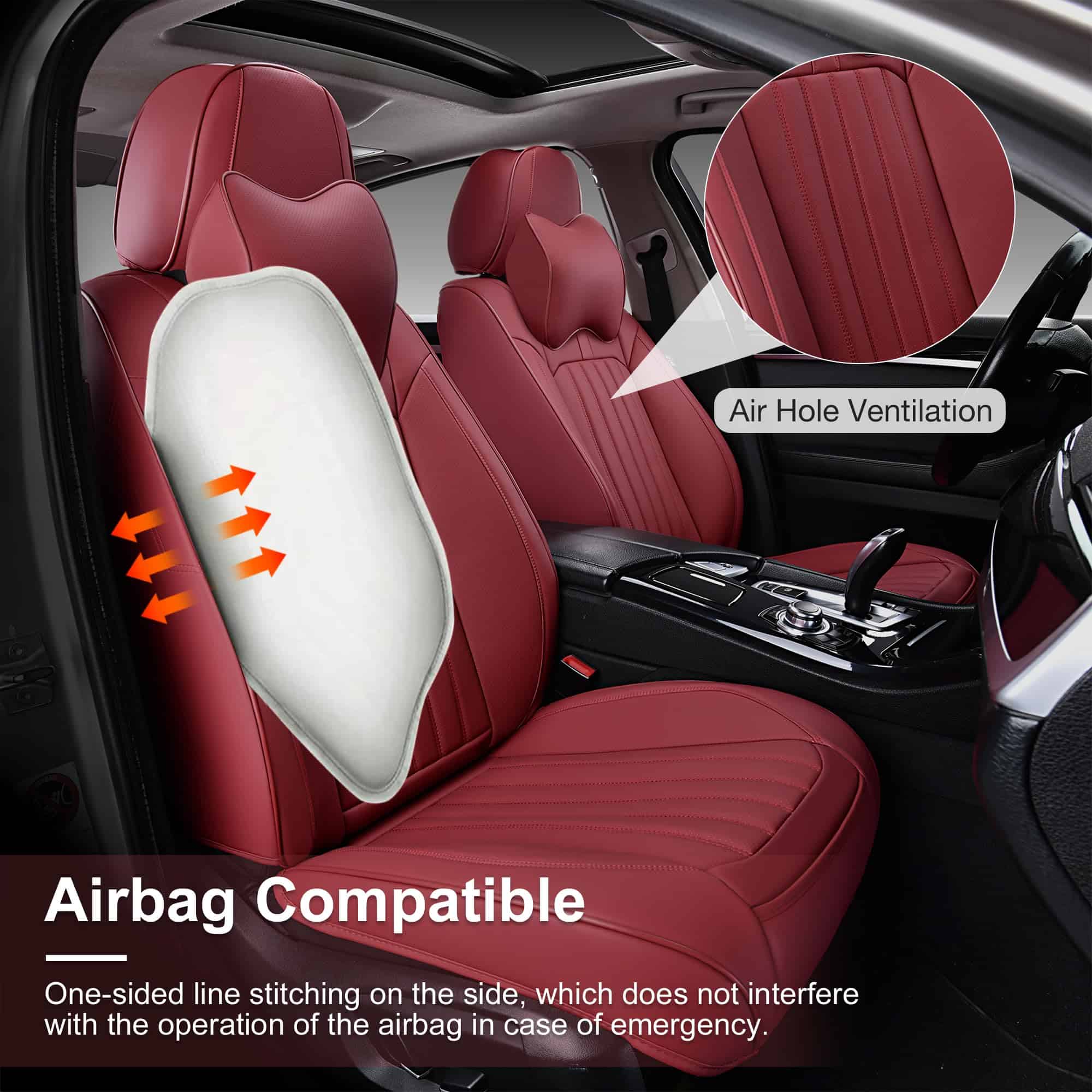 Cubiertas de Asiento para Automóvil BWTJF, -Rojo Vino - Imagen 8