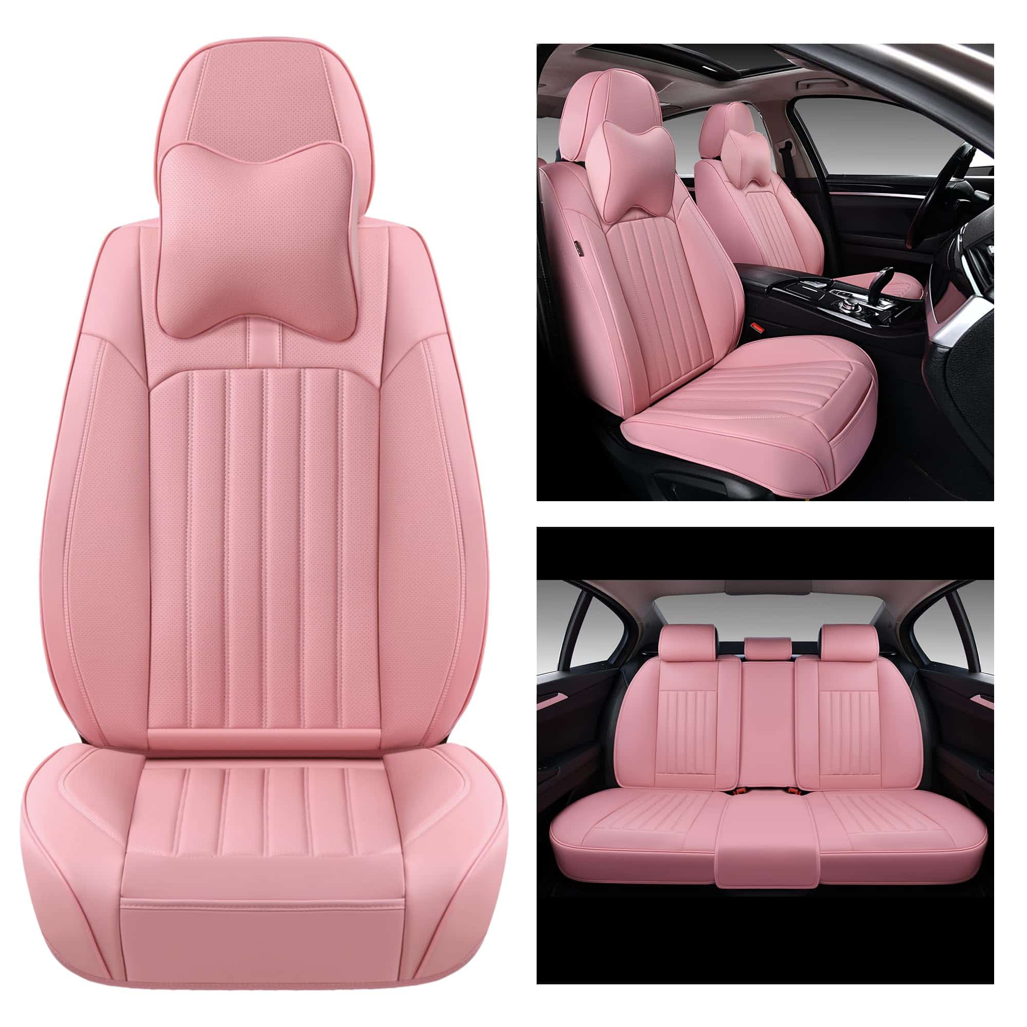 Cubre Asientos de Auto Rosa BWTJF, Juego Completo de Fundas - Imagen 3