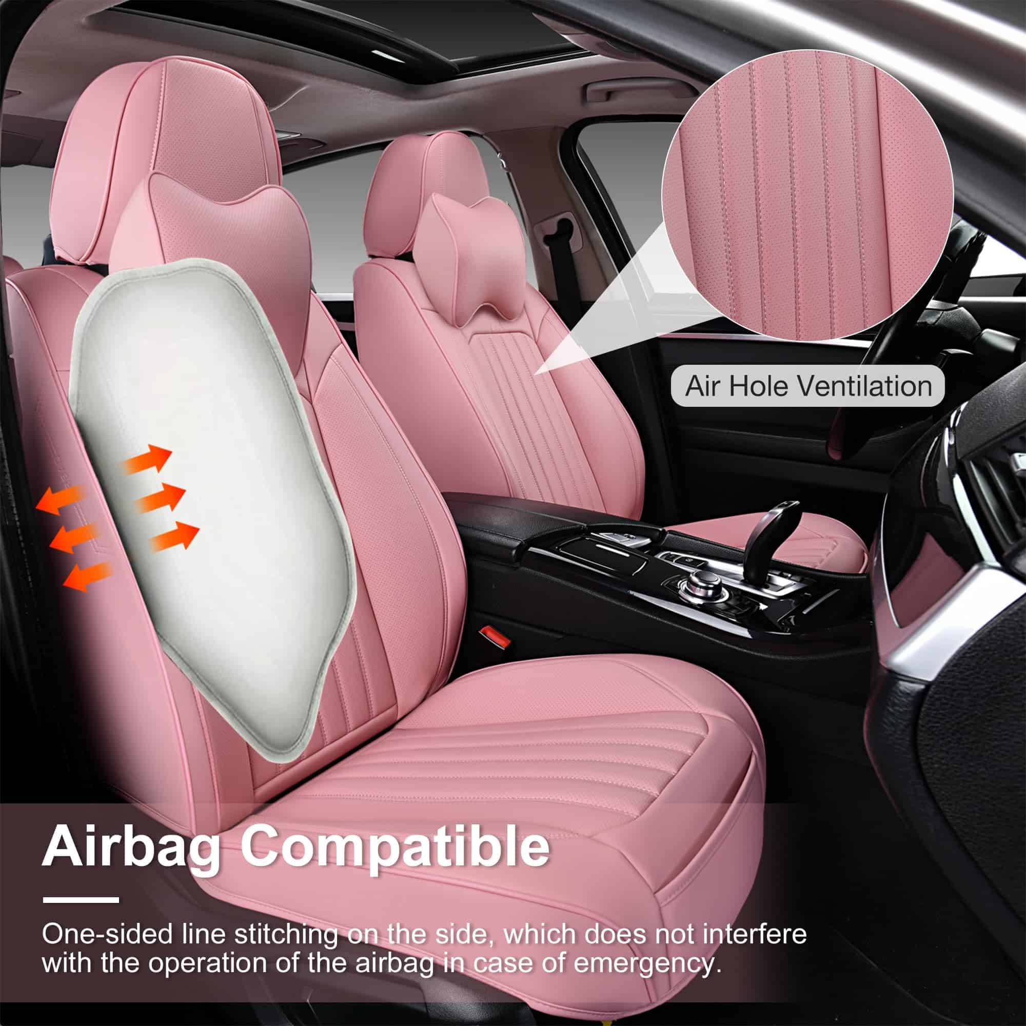 Cubre Asientos de Auto Rosa BWTJF, Juego Completo de Fundas - Imagen 7