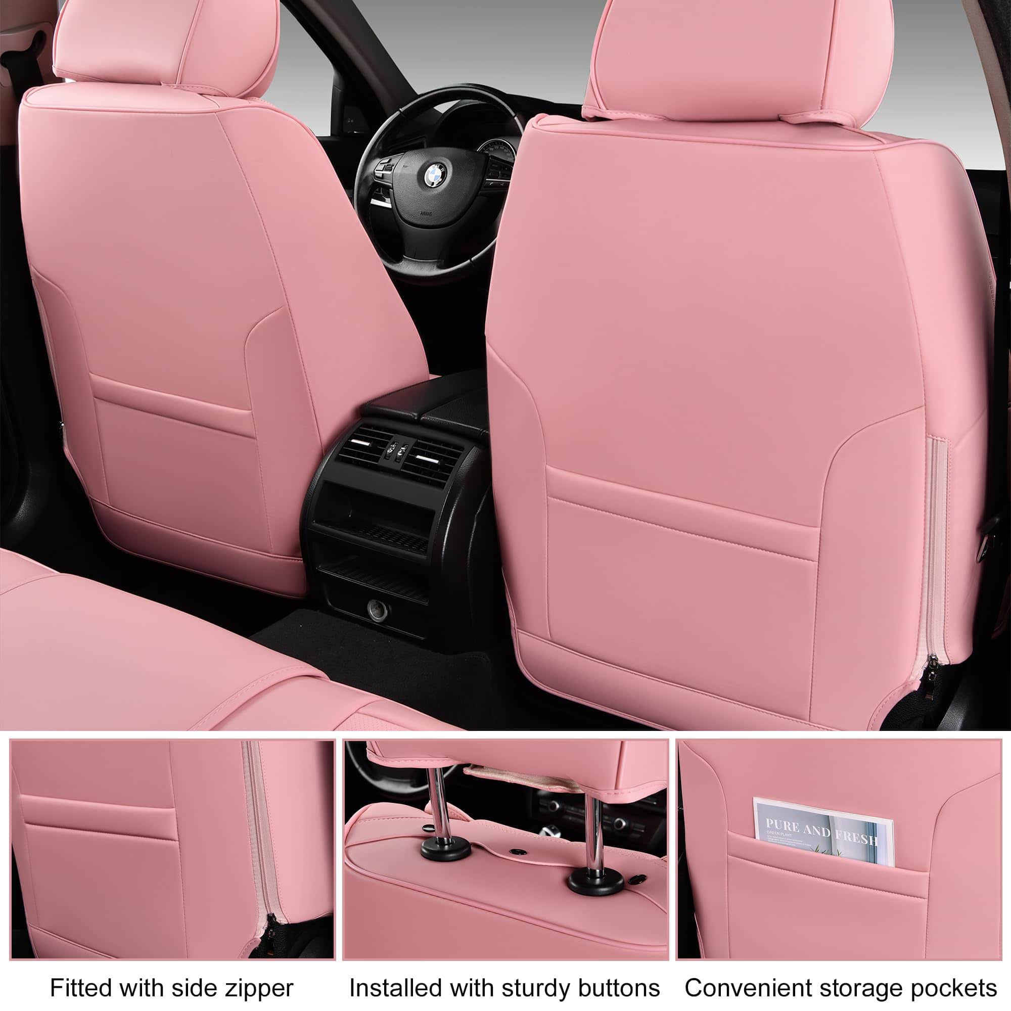 Funda de Asiento para Automóvil BWTJF en Color Rosa, Juego - Imagen 5