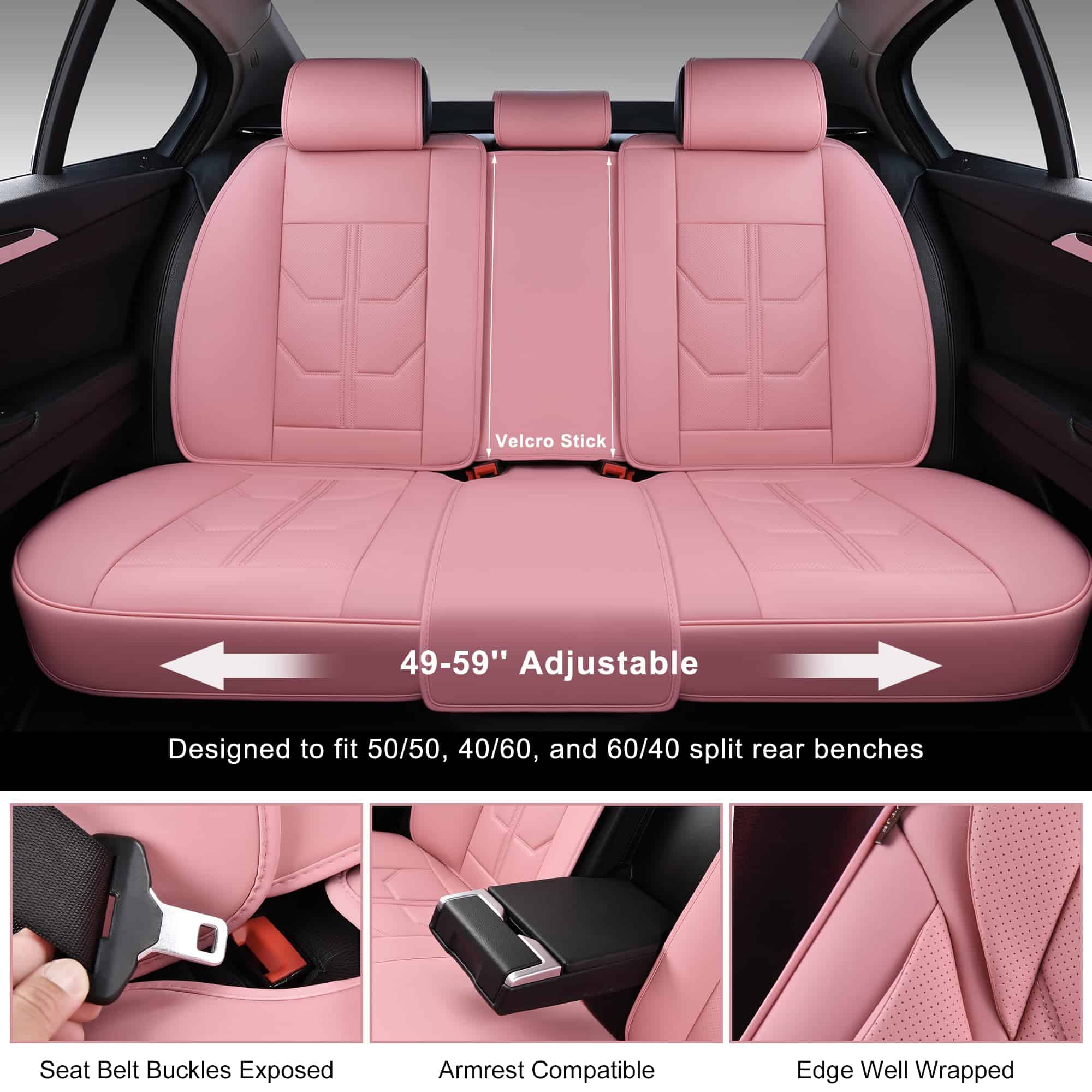Funda de Asiento para Automóvil BWTJF en Color Rosa, Juego - Imagen 6