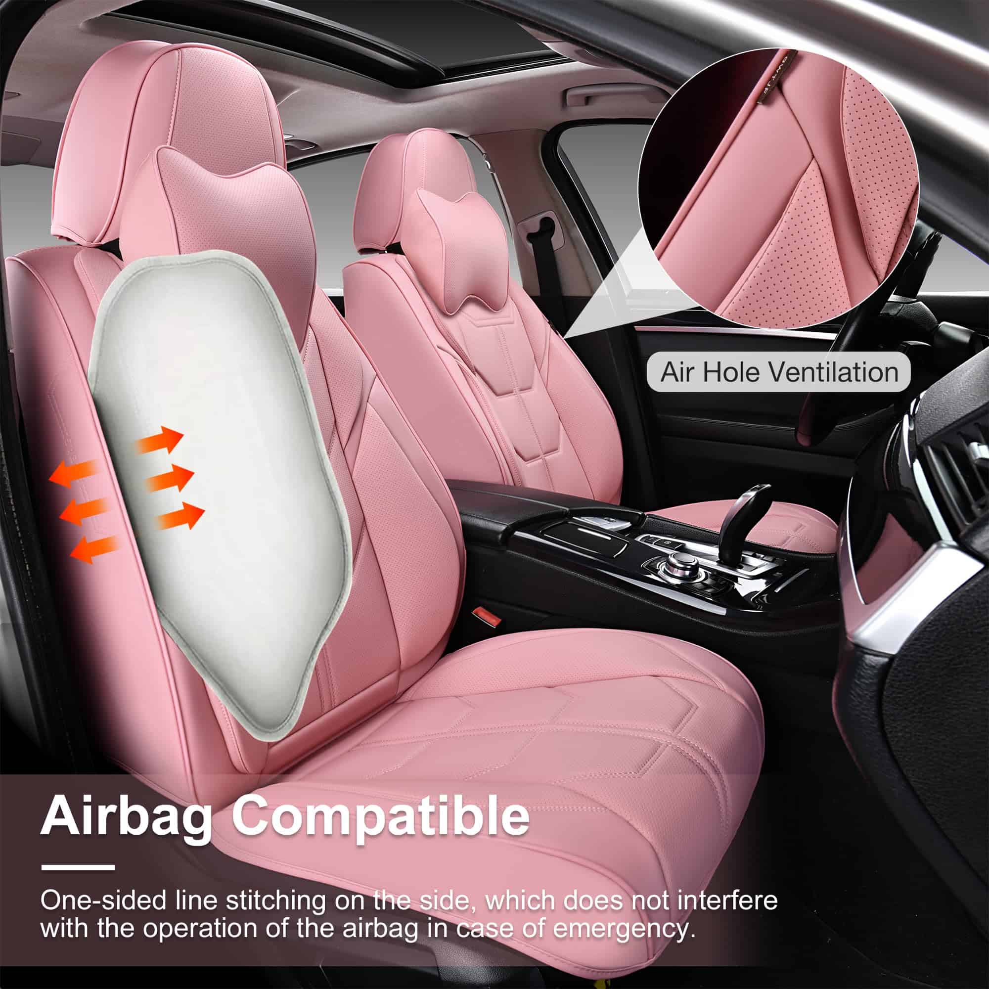 Funda de Asiento para Automóvil BWTJF en Color Rosa, Juego - Imagen 8