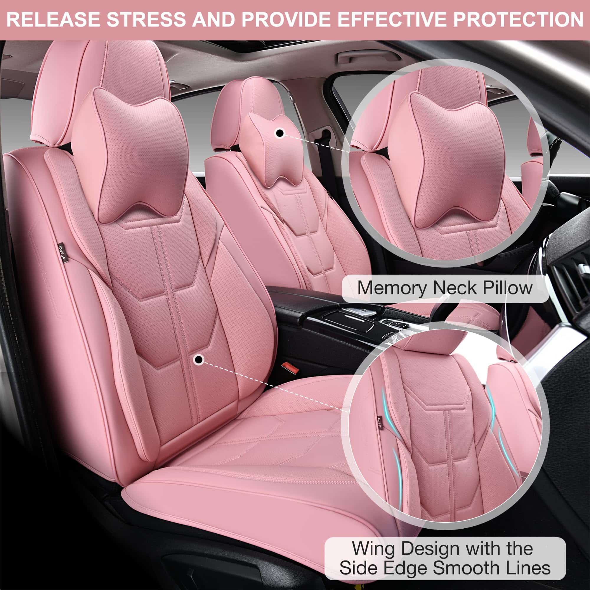 Funda de Asiento para Automóvil BWTJF en Color Rosa, Juego - Imagen 4