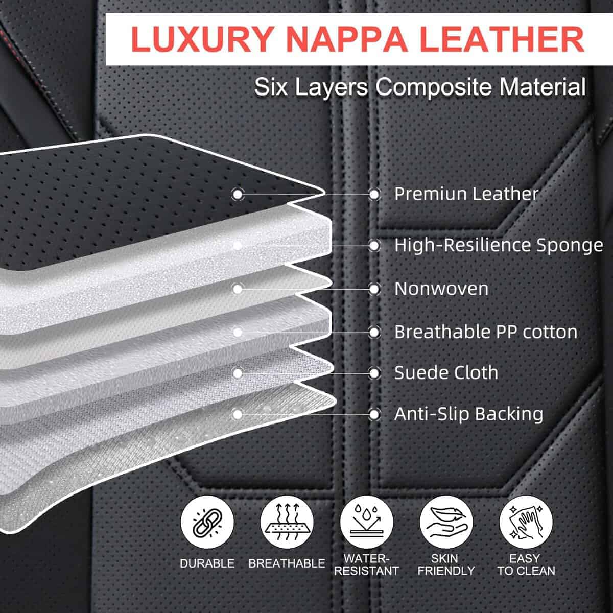 Cubiertas de Asiento para Automóvil BWTJF, -Negro y Rojo - Imagen 7