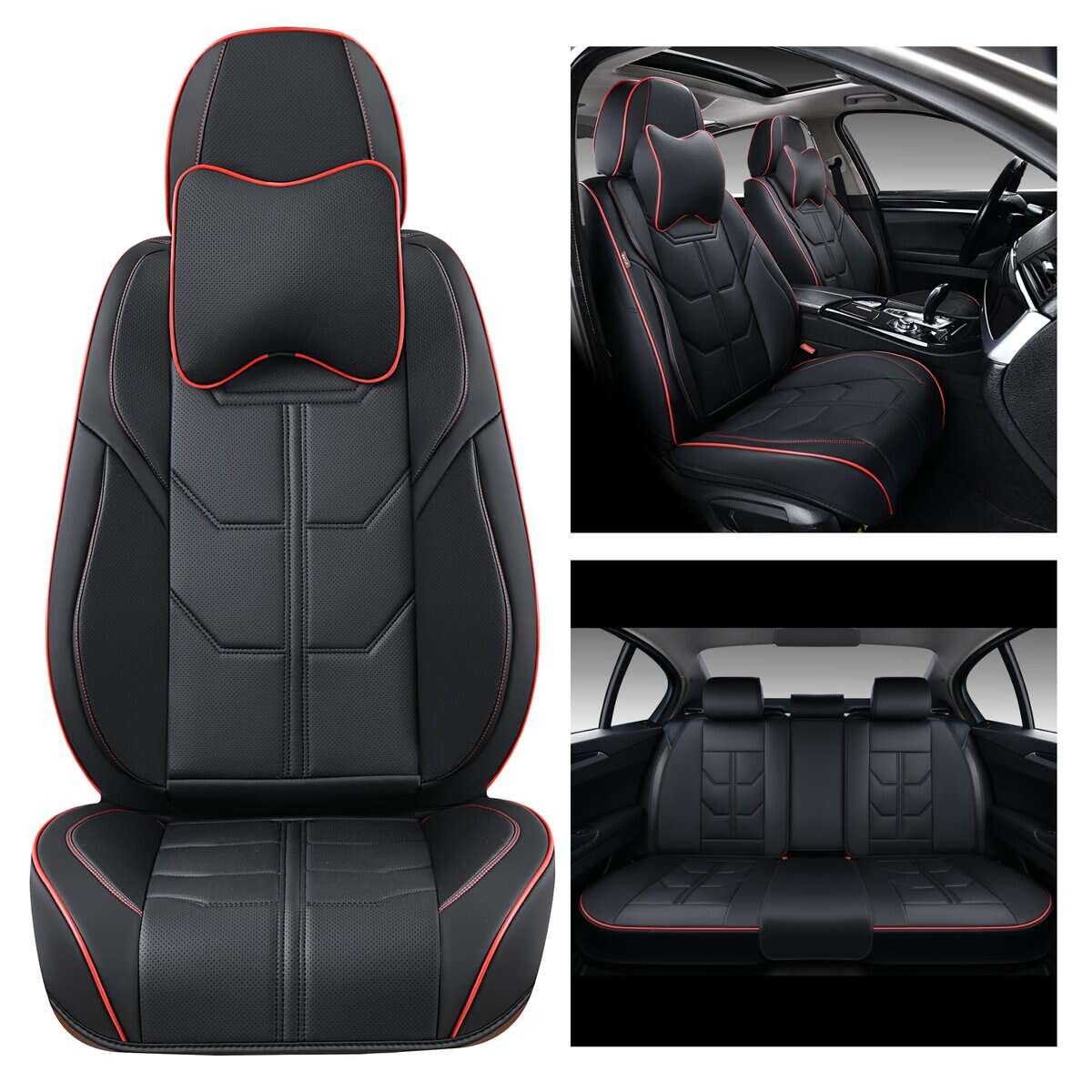 Cubiertas de Asiento para Automóvil BWTJF, -Negro y Rojo - Imagen 3