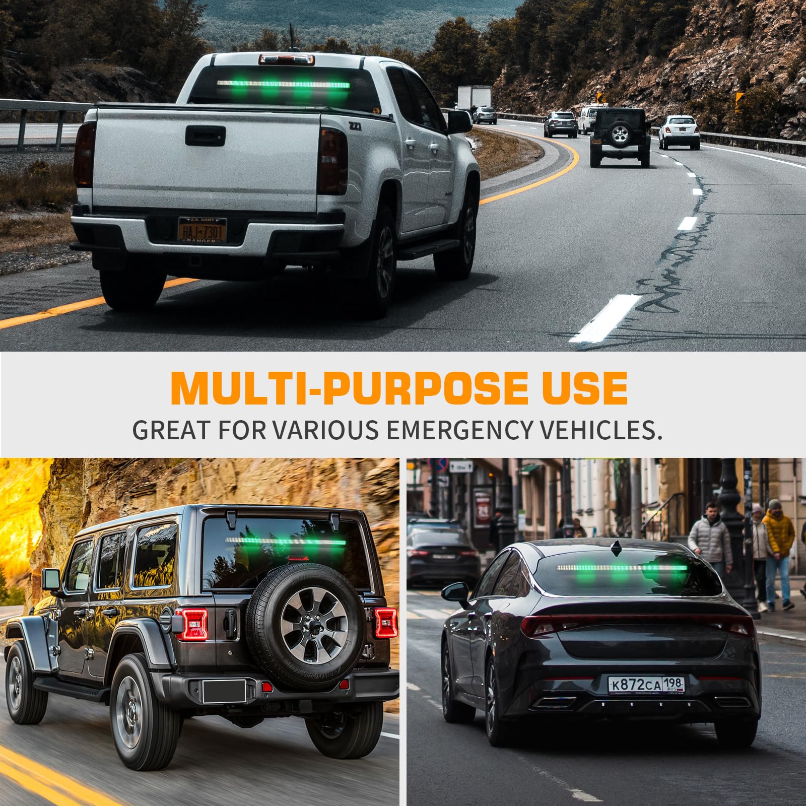 Barra de luces indicadoras de tráfico verde y blanco - Imagen 7