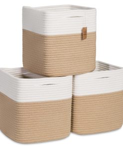 NaturalCozy Storage Cubes 11 Inch Cotton Rope Woven Baskets