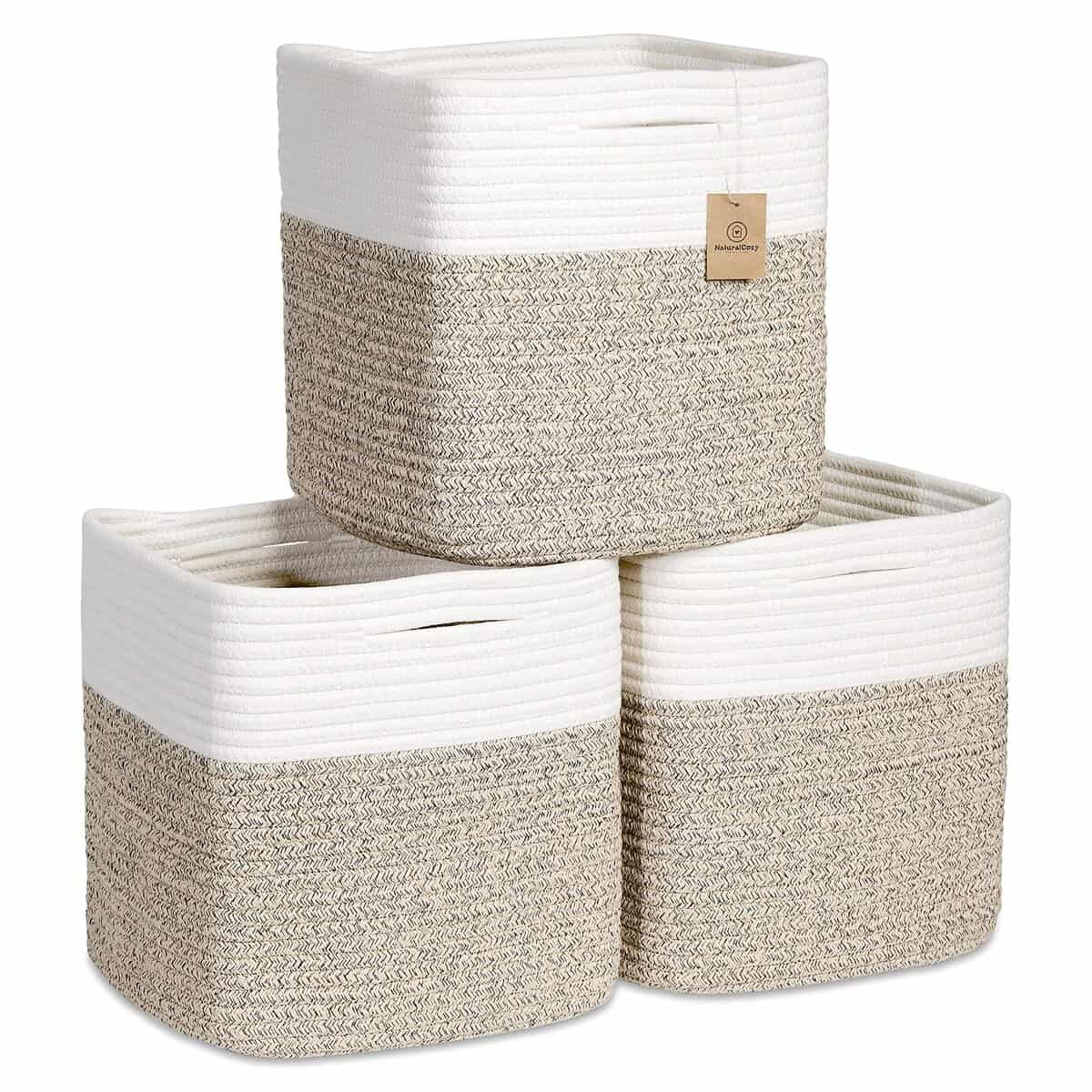 Cubos de Almacenamiento NaturalCozy de 11 -Blanco Roto y Caf