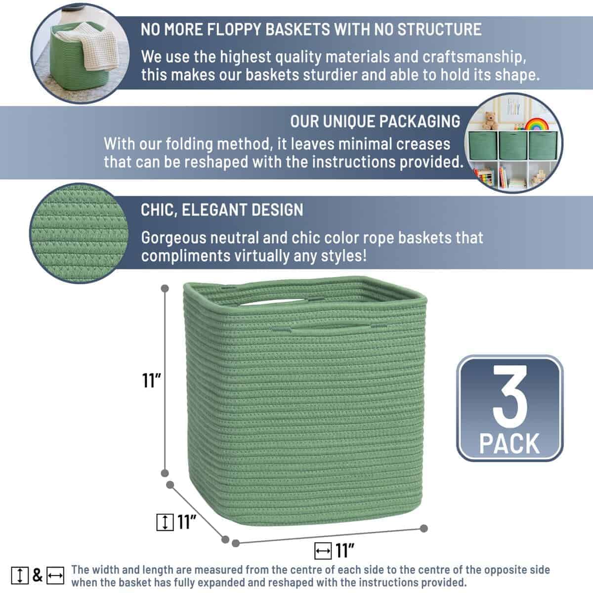 Cubos de Almacenamiento NaturalCozy de 11 Pulgadas, - Imagen 3