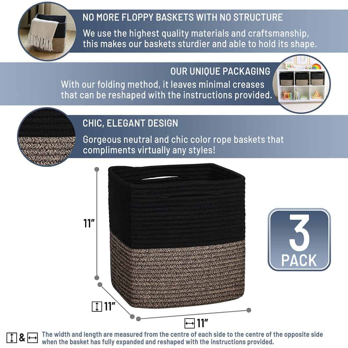 Cubos de Almacenamiento NaturalCozy de 11 -Negro y Mezcla de - Imagen 3