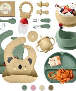 Set de alimentación para bebés de silicona sin BPA de 17