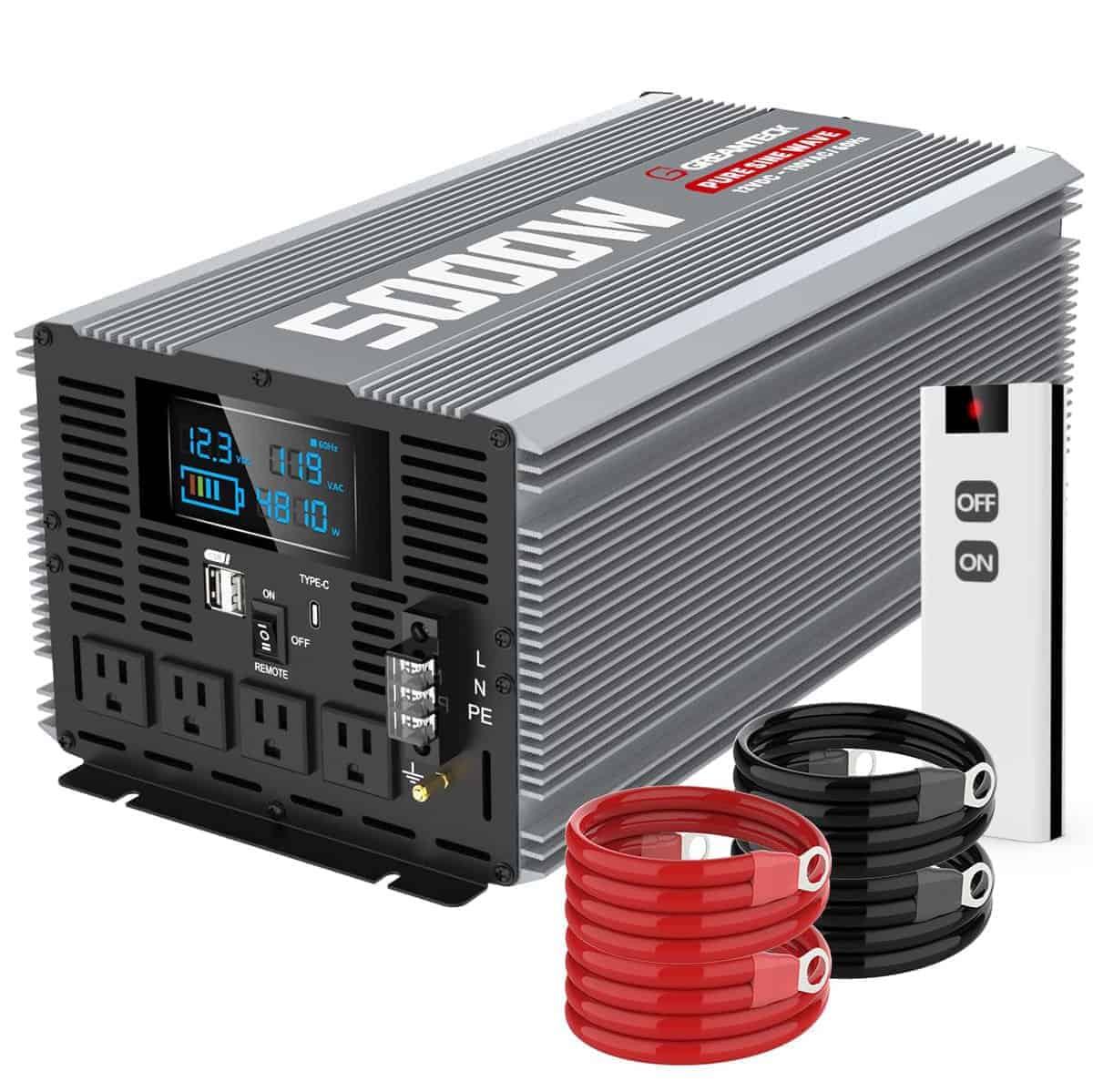 Inversor de Onda Sinusoidal Pura de 5000W Convierte 12V DV