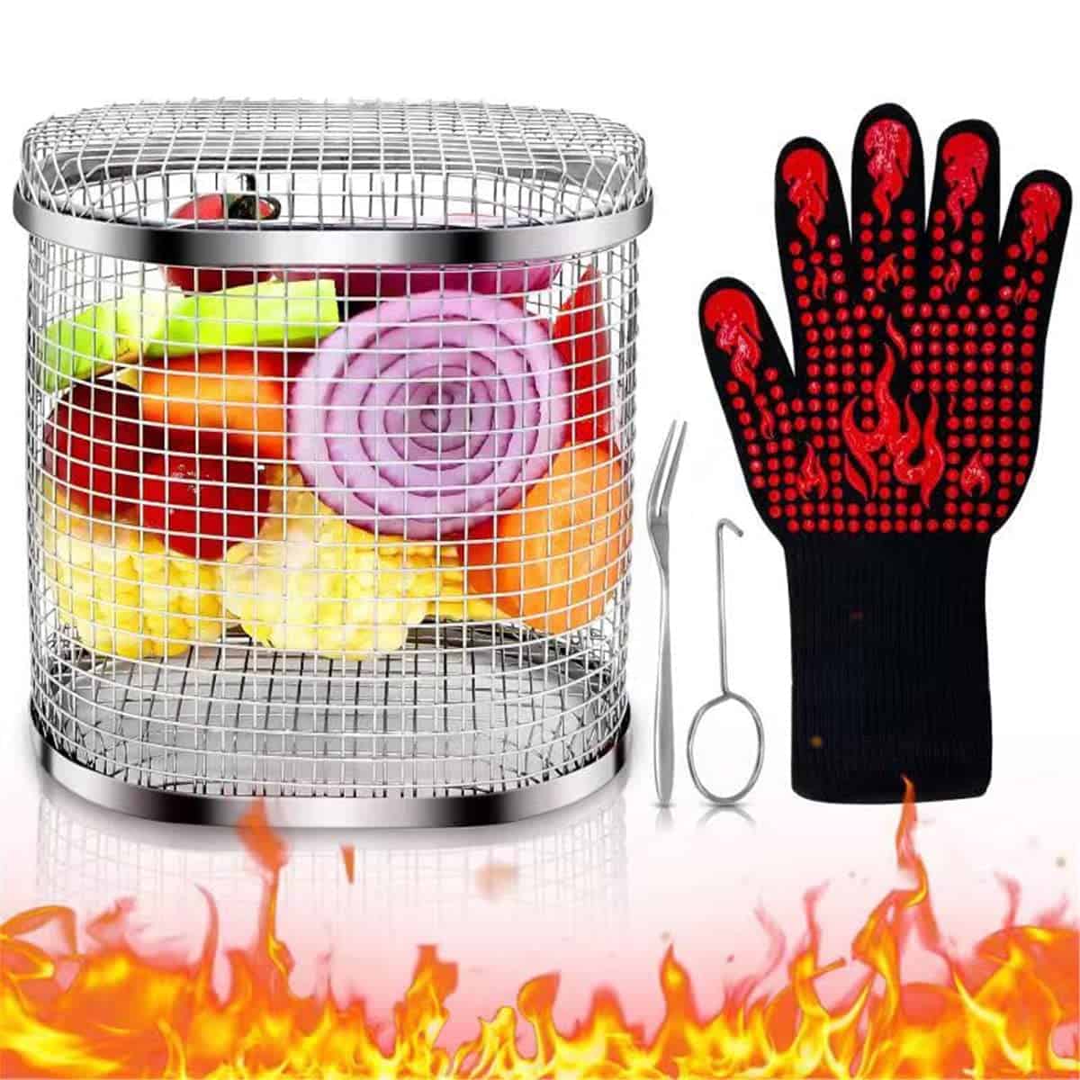 2 Pcs Canasta de Parrilla Giratoria - Rejilla de Barbacoa