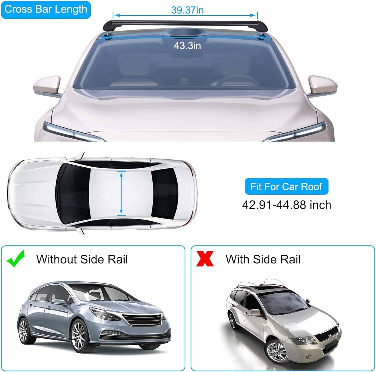 Rack de Techo Universal de 43 pulgadas para Automóviles, - Imagen 3