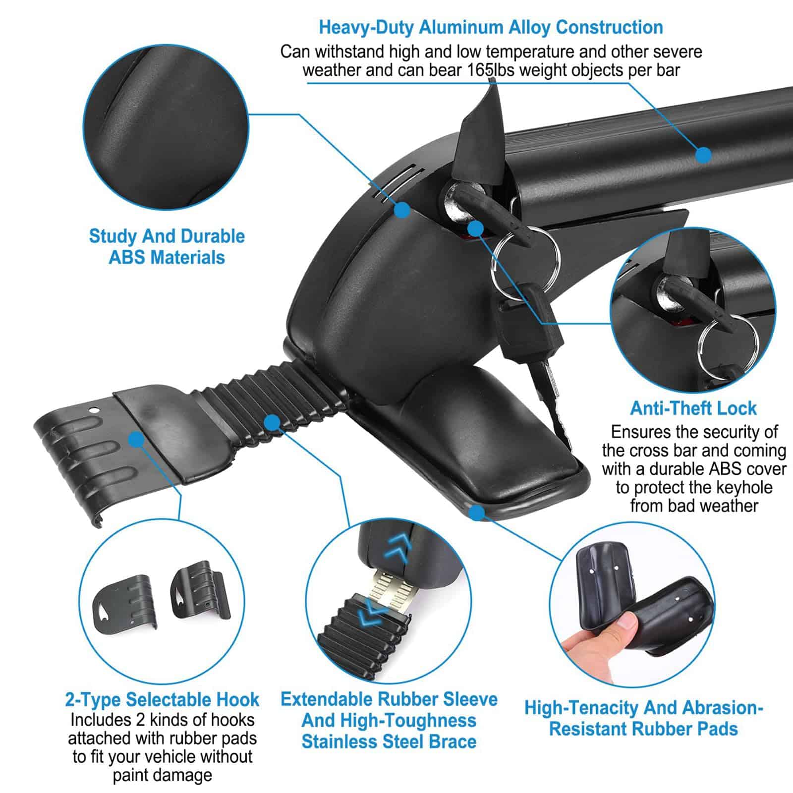 Rack de Techo Universal de 43 pulgadas para Automóviles, - Imagen 4