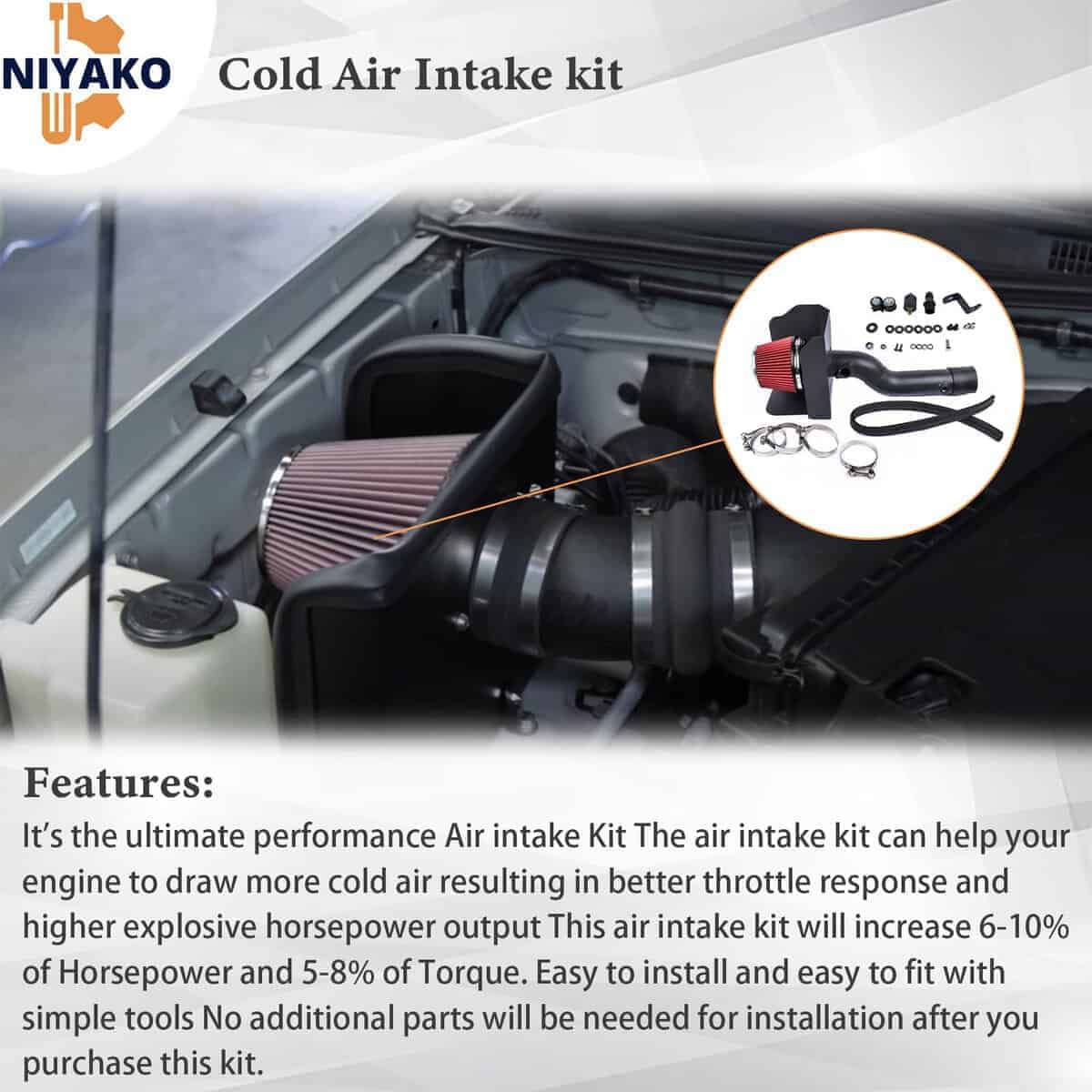 Kit de admisión de aire frío de reemplazo Niyako # 63-9039 - Imagen 5