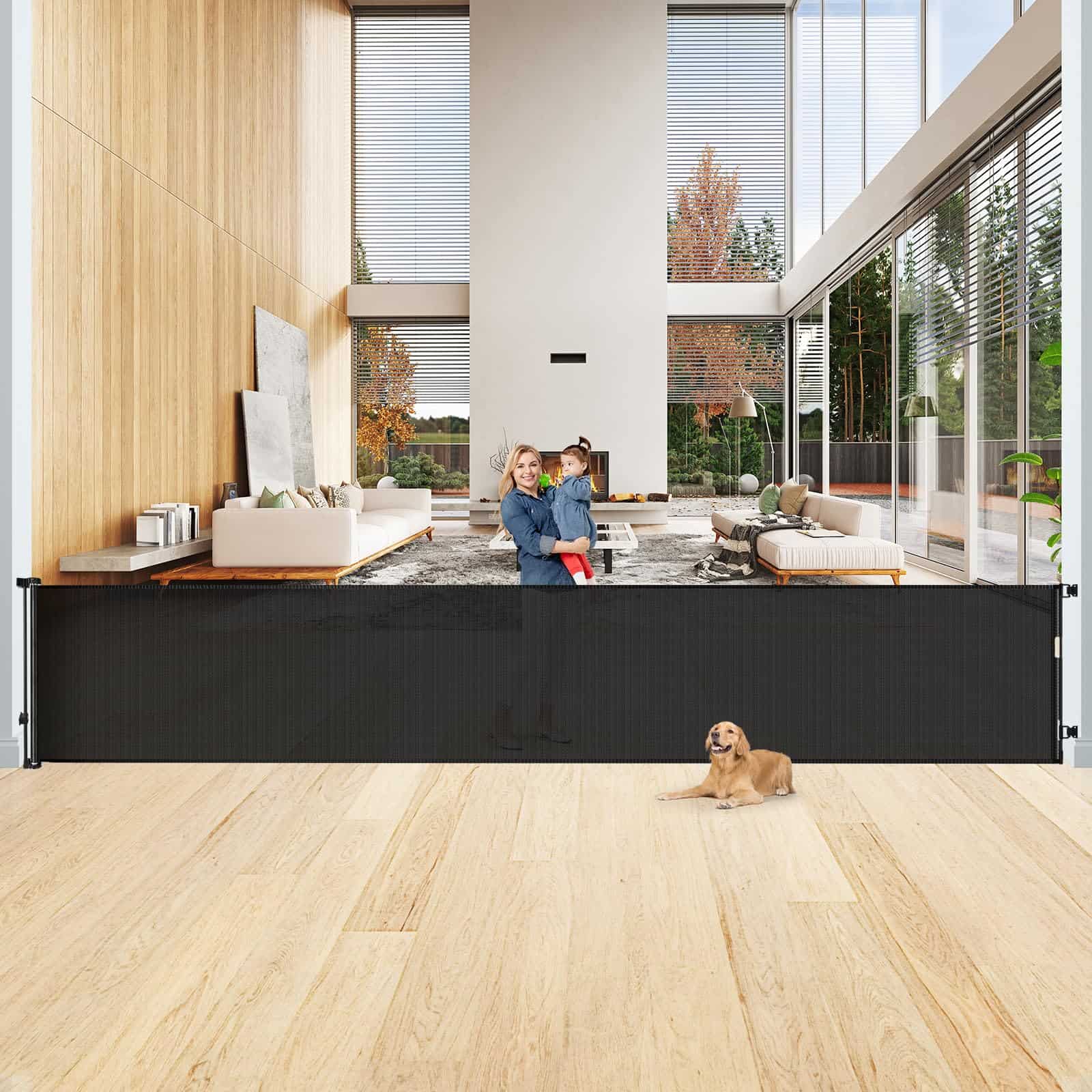 Puerta de bebé retráctil extra ancha de 200 pulgadas para