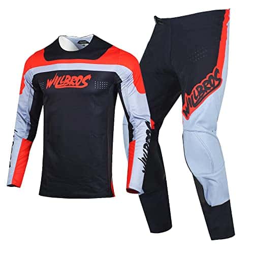 Conjunto de Jersey y Pantalones de Motocross -Negro Gris Roj