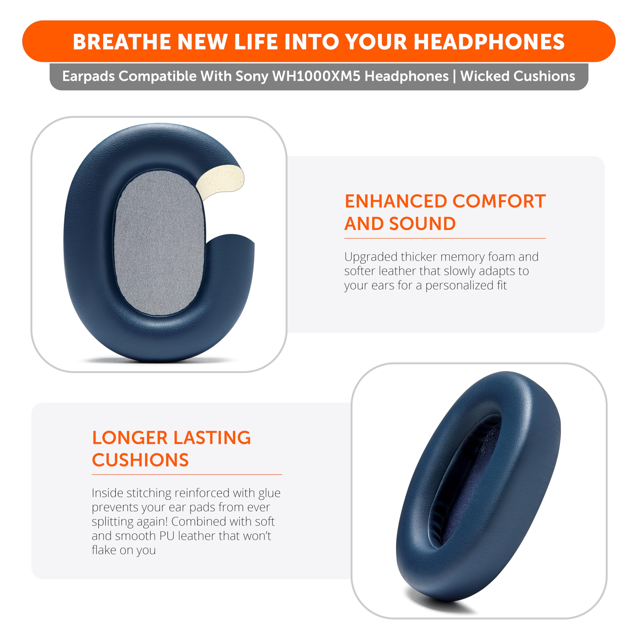 Almohadillas extra gruesas Wicked Cushions para Sony XM5 - - Imagen 5