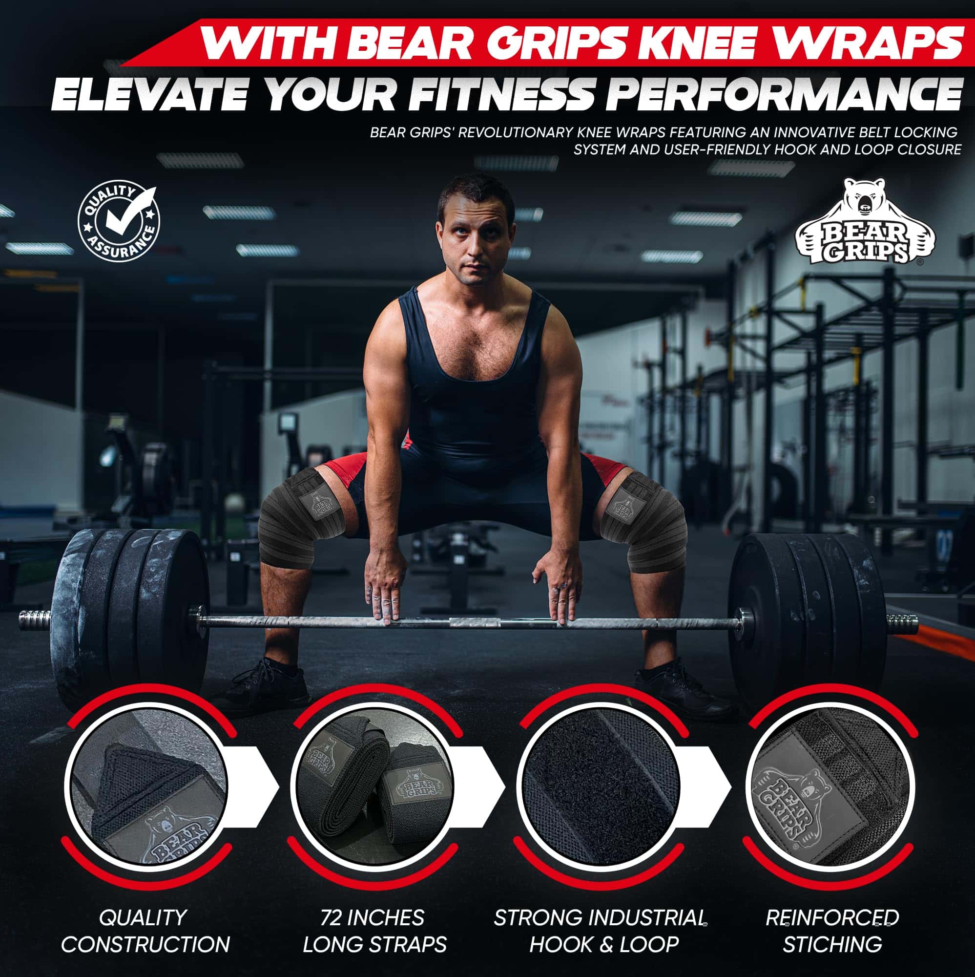 Vendas para Rodillas Bear Grips - Par de Rodilleras de - Imagen 5