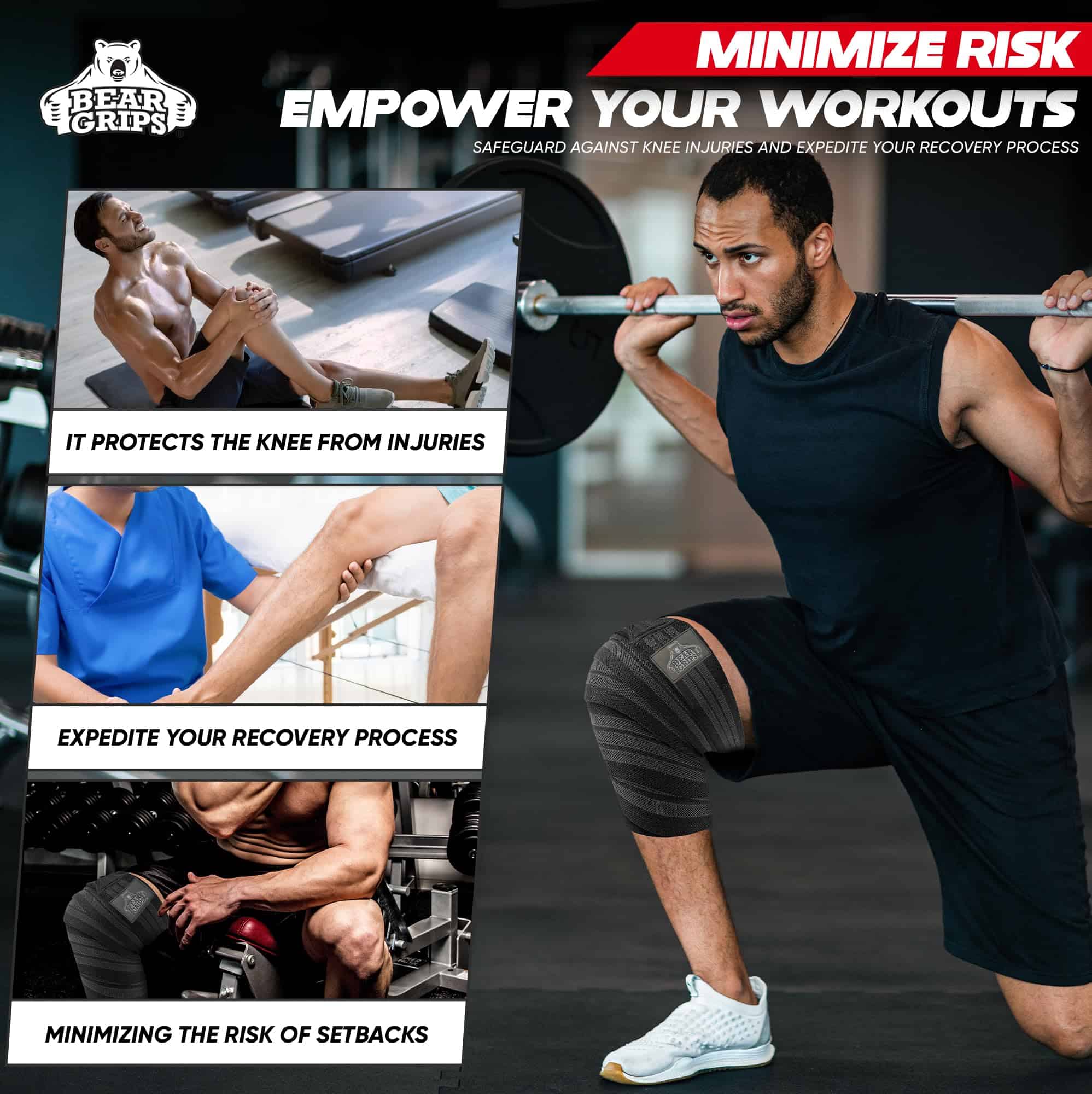 Vendas para Rodillas Bear Grips - Par de Rodilleras de - Imagen 4