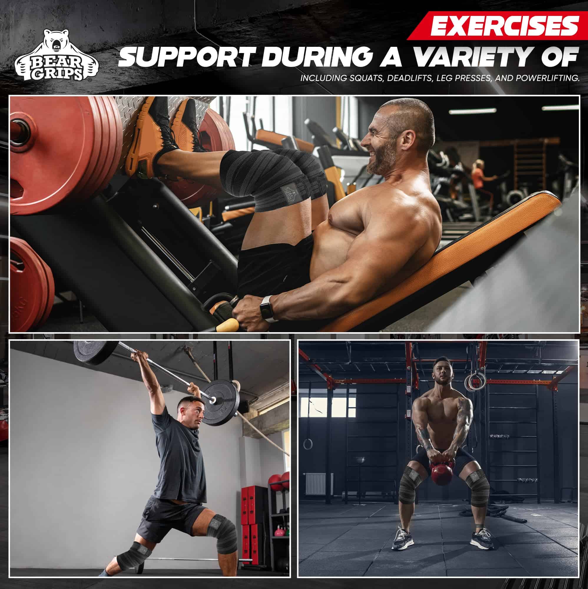 Vendas para Rodillas Bear Grips - Par de Rodilleras de - Imagen 7