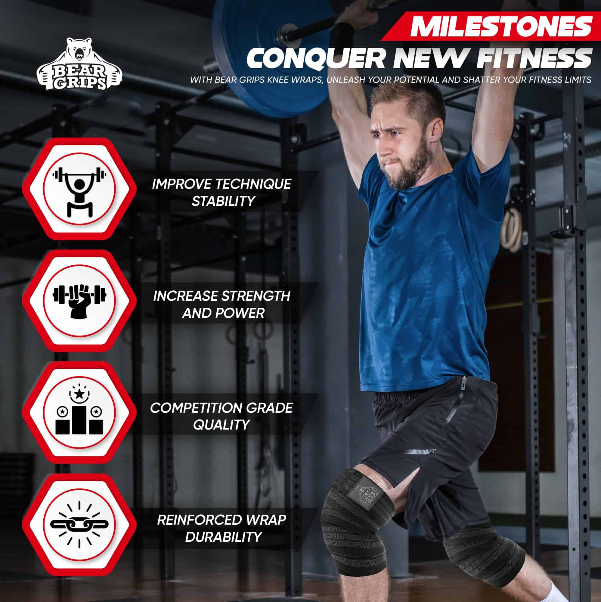 Vendas para Rodillas Bear Grips - Par de Rodilleras de - Imagen 6