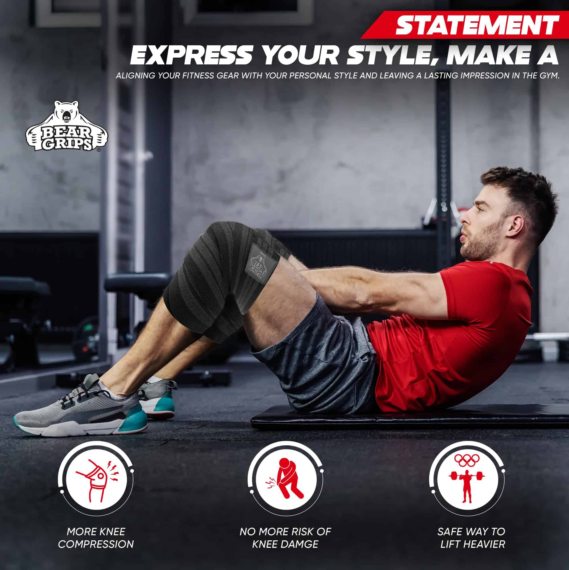 Vendas para Rodillas Bear Grips - Par de Rodilleras de - Imagen 8