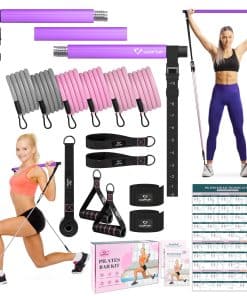 Kit de Barra de Pilates con Bandas de -Morado (20/25/30lbs)