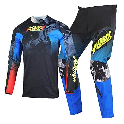 Conjunto de Jersey y Pantalón de Motocross -Negro Azul Rojo
