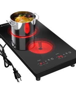 Placa de cocción eléctrica de 2 quemadores, 3000W, placa