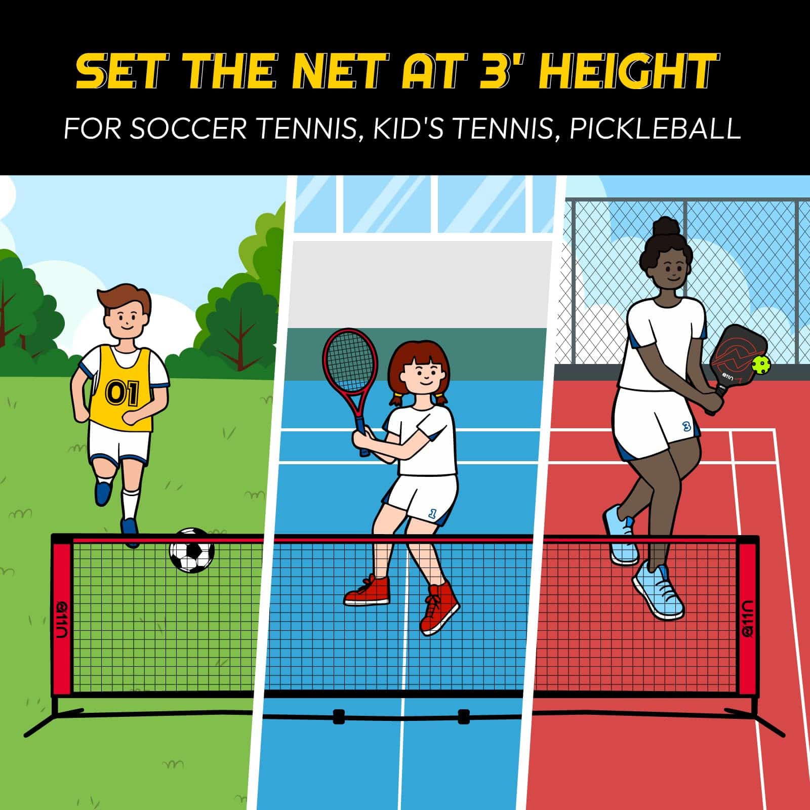 Red A11N Red 20ft Badminton Pickleball Net - Ajustable en - Imagen 5