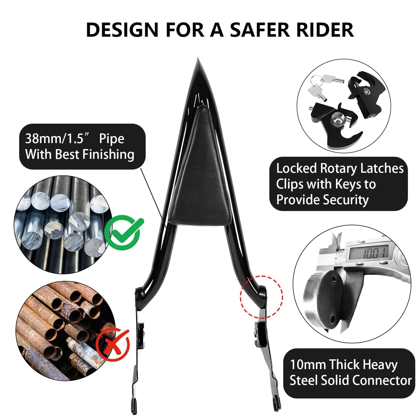 Respaldo desmontable Dredoggmoto Sissy Bar con almohadilla - Imagen 5