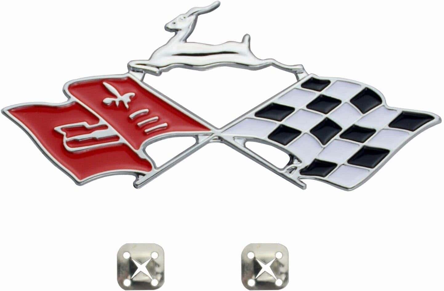 2Pcs Emblemas Metálicos Impala SS Bandera Cruzada Trasera - Imagen 3