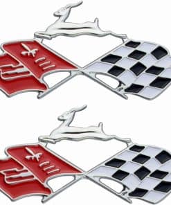 2Pcs Emblemas Metálicos Impala SS Bandera Cruzada Trasera