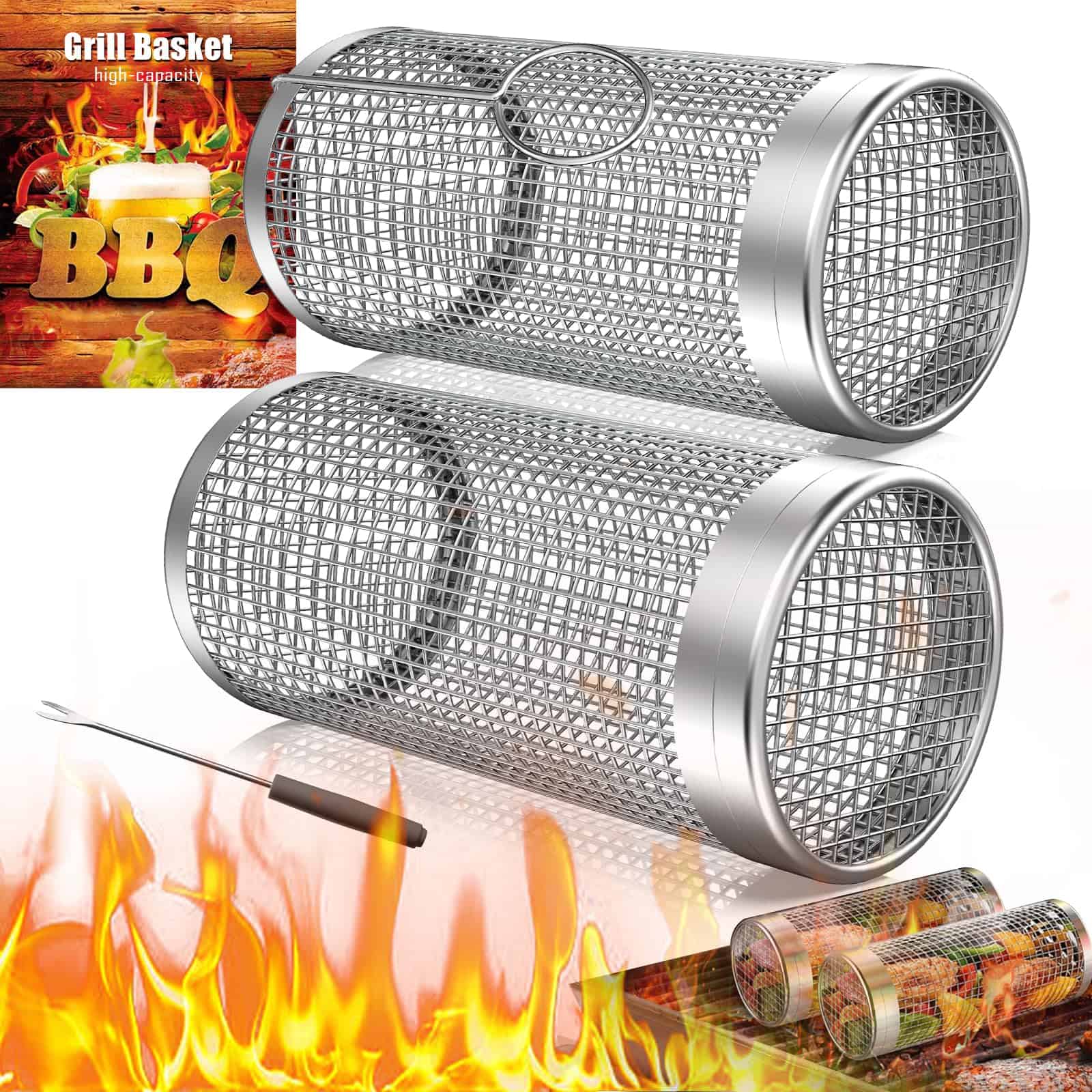 Cestas de Grill Giratorias SBMKK para Parrilla al Aire