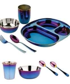 Juego de platos de 9 piezas Ahimsa - Acero inoxidable, Azul