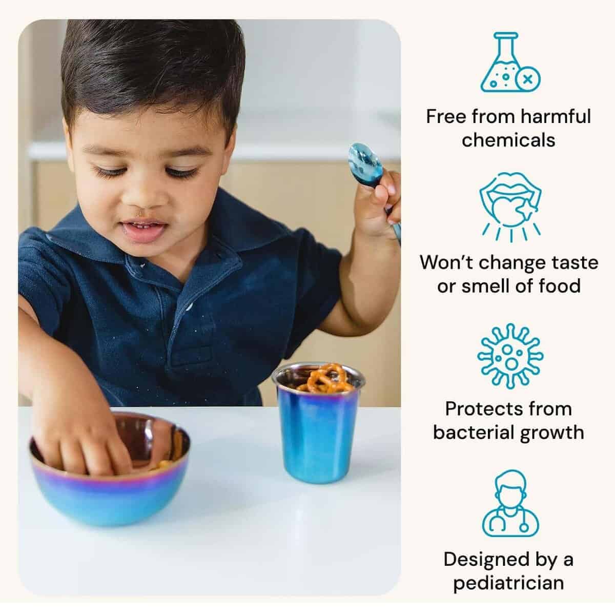 Juego de platos de 9 piezas Ahimsa - Acero inoxidable, Azul - Imagen 7