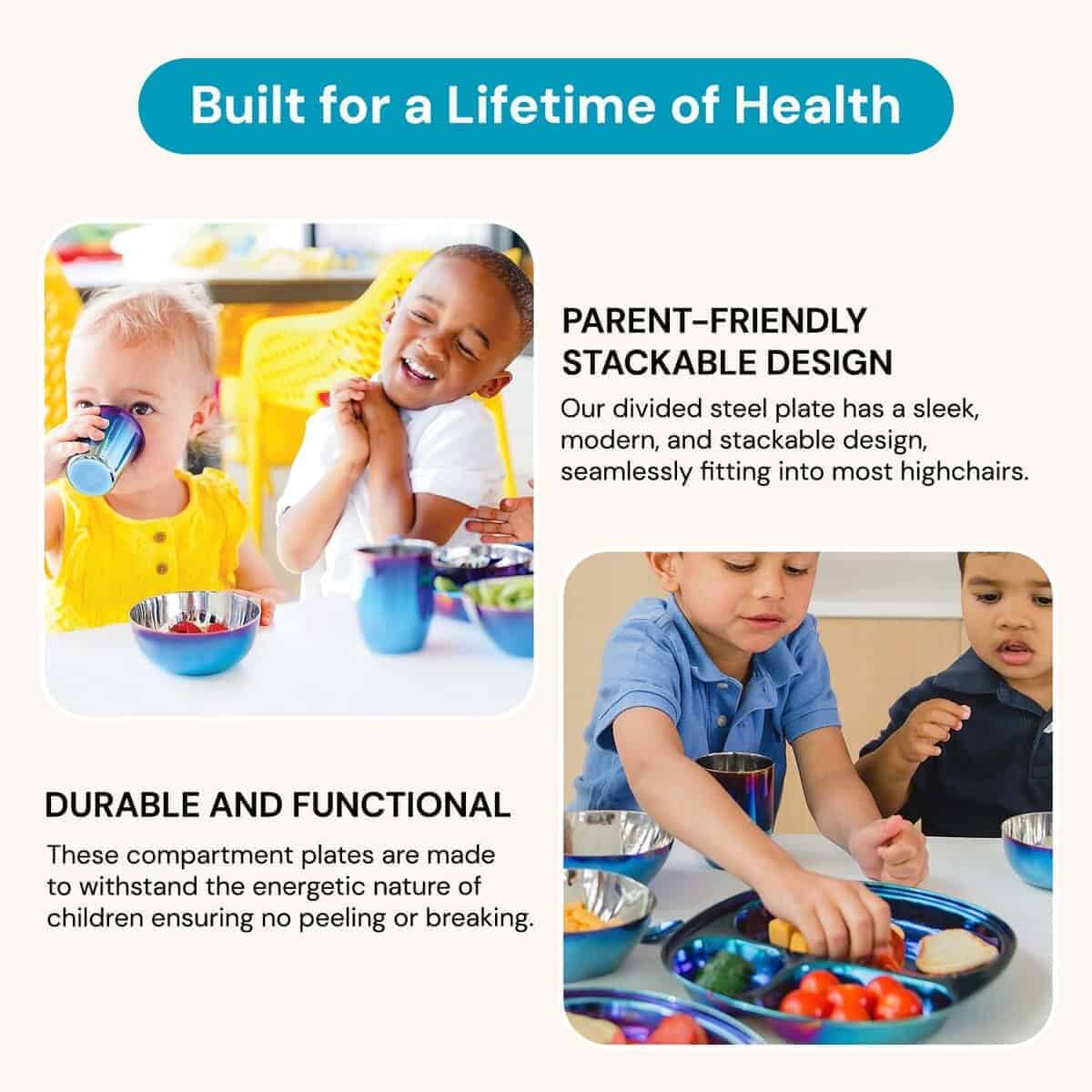 Juego de platos de 9 piezas Ahimsa - Acero inoxidable, Azul - Imagen 5