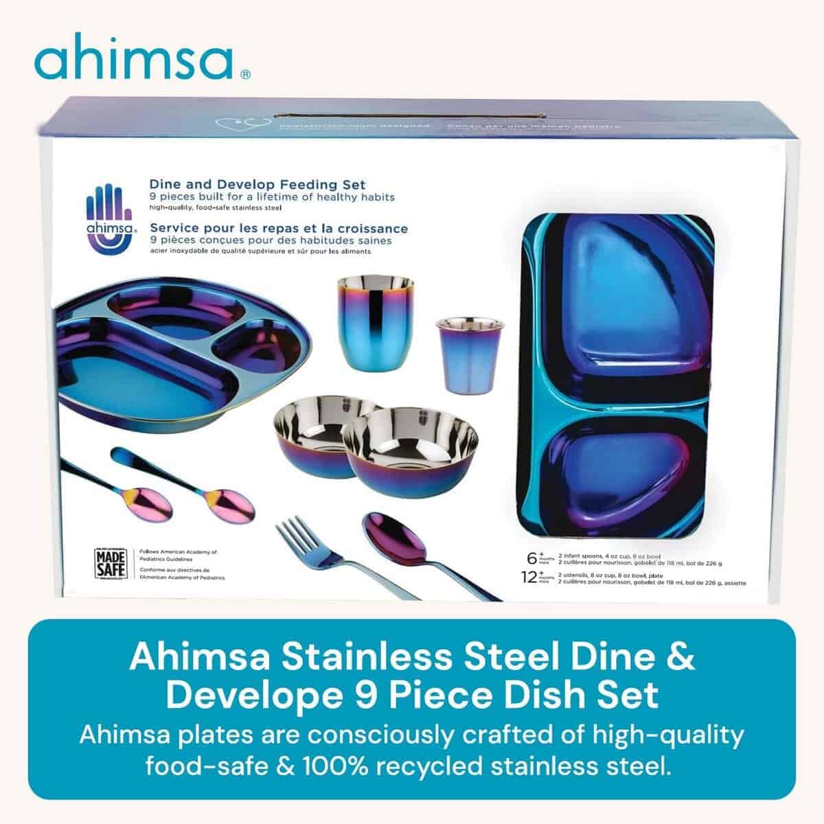 Juego de platos de 9 piezas Ahimsa - Acero inoxidable, Azul - Imagen 3